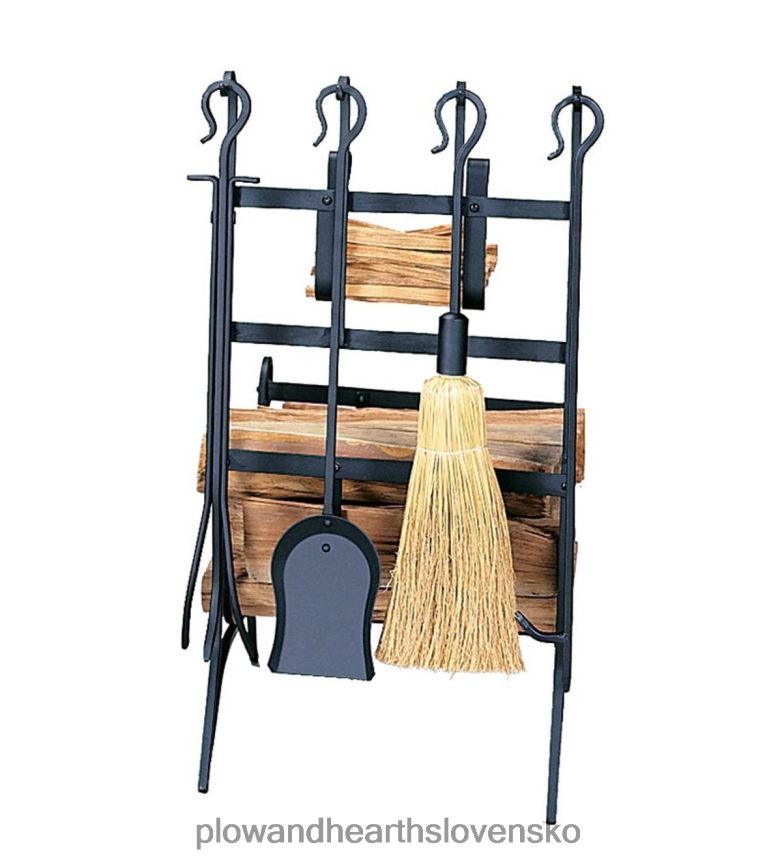 Plow & Hearth čierny kovaný stojan na polená s náradím a stojanom z fatwood - čierny 6P208P2726 príslušenstvo
