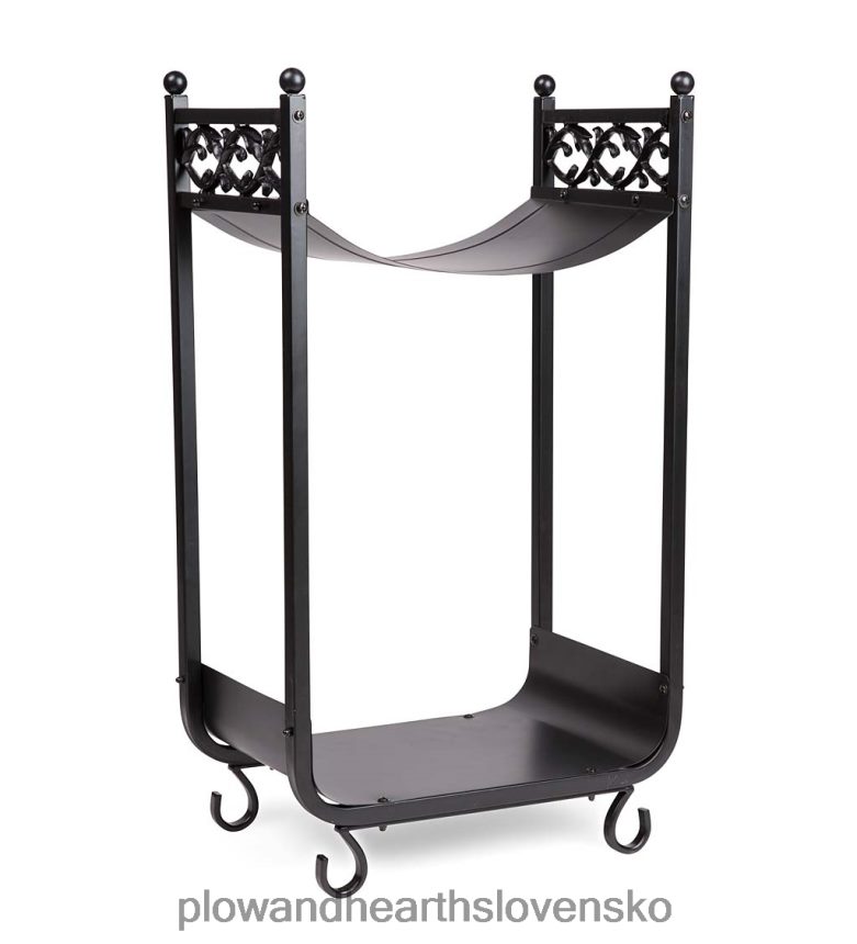 Plow & Hearth kompaktný regál na polená, liatinový s dizajnom scrollwork - čierny 6P208P2961 príslušenstvo