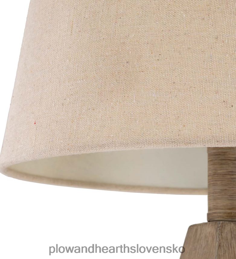 Plow & Hearth Stolná lampa zo zvetraného dreva s prírodným ľanovým tienidlom 6P208P2125 nábytok