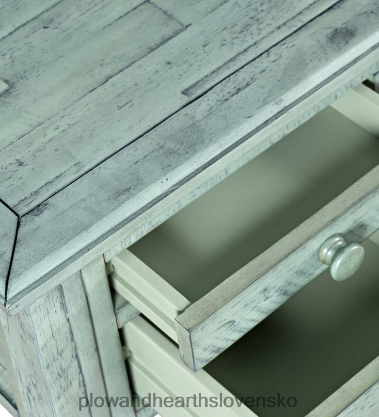 Plow & Hearth chelsea power station stôl s usb portami a zásuvkami - scrimshaw whitewash 6P208P2121 nábytok