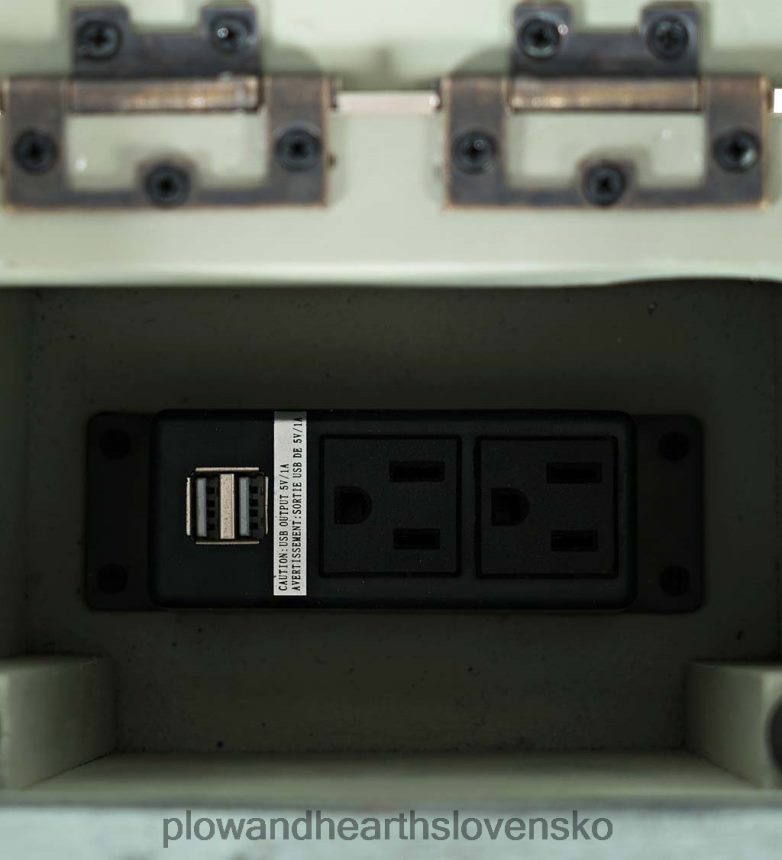 Plow & Hearth chelsea power station stôl s usb portami a zásuvkami - scrimshaw whitewash 6P208P2121 nábytok