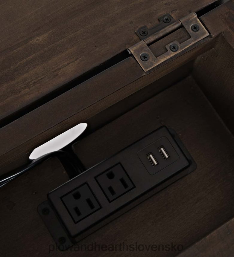 Plow & Hearth Cape charles rekultivovaný barnwood power station bočný stolík s usb portami - barnwood 6P208P1988 nábytok