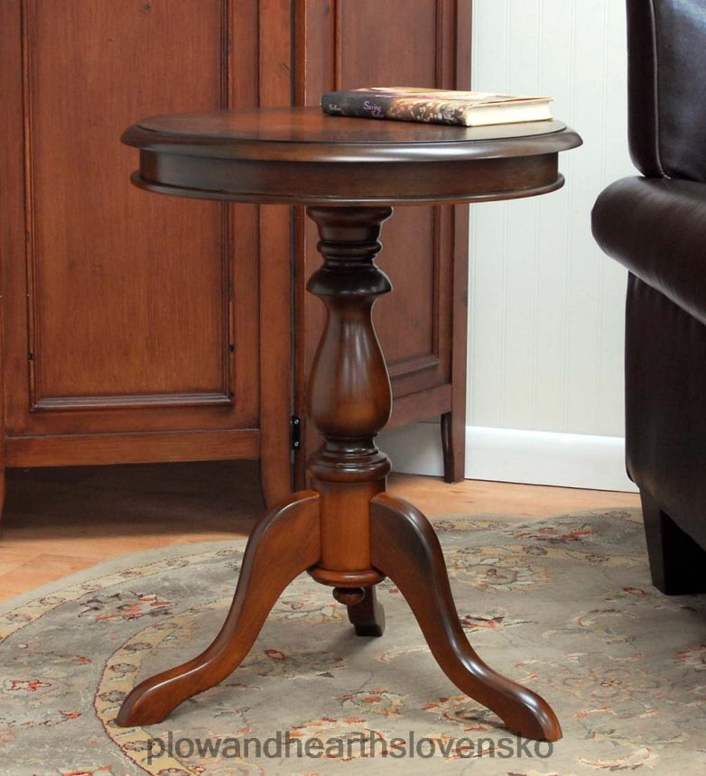 Plow & Hearth Drevený akcentačný stolík na podstavci - starožitná biela 6P208P1991 nábytok