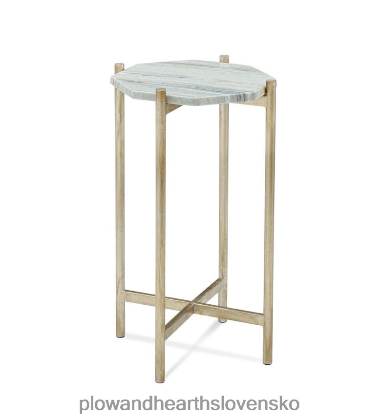 Plow & Hearth art deco mramorový príručný stolík - strieborný 6P208P1997 nábytok