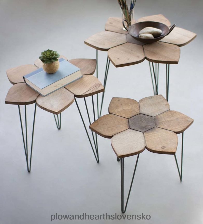 Plow & Hearth drevené hniezdne stolíky s kvetinovou doskou, sada 3 ks 6P208P2010 nábytok