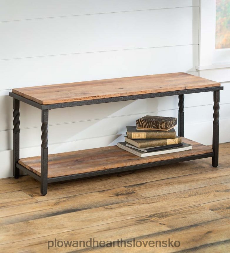 Plow & Hearth hlboká potoková lavica/stôl s kovovým rámom a rustikálnym drevom 6P208P1975 nábytok