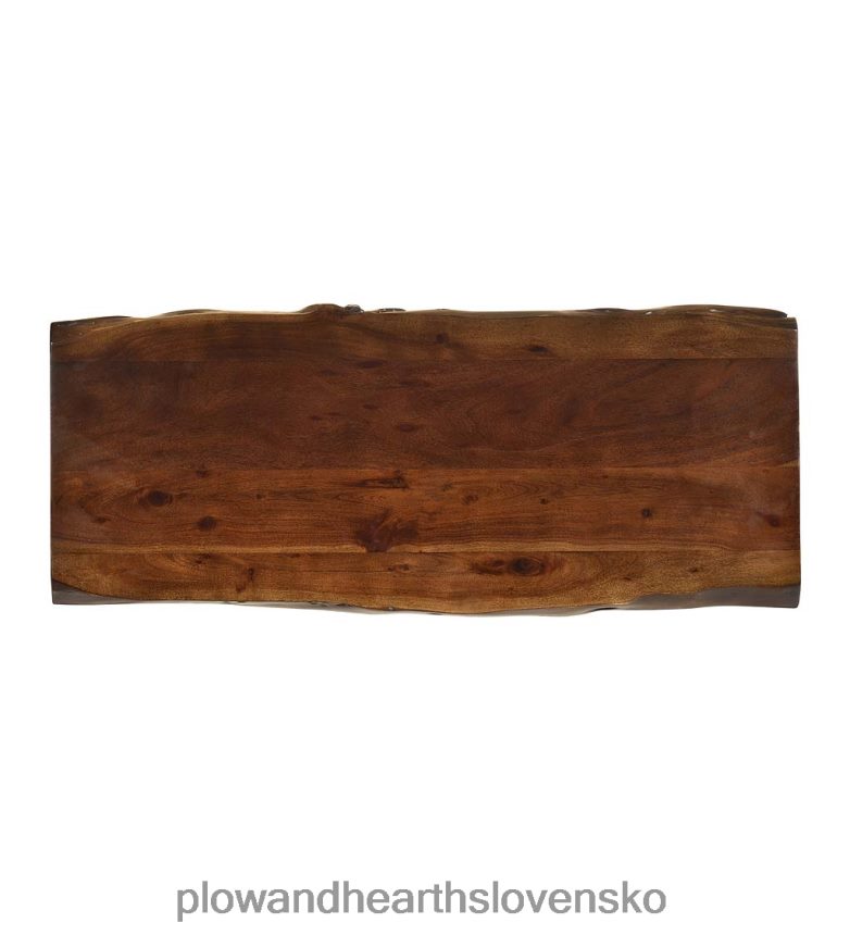 Plow & Hearth lavica/stôl z akáciového dreva so živým okrajom s nohami vlásenky - čierna 6P208P2011 nábytok