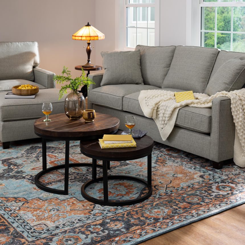 Plow & Hearth okrúhle hniezdne stolíky z recyklovaného dreva allegheny, sada 2 kusov 6P208P1982 nábytok