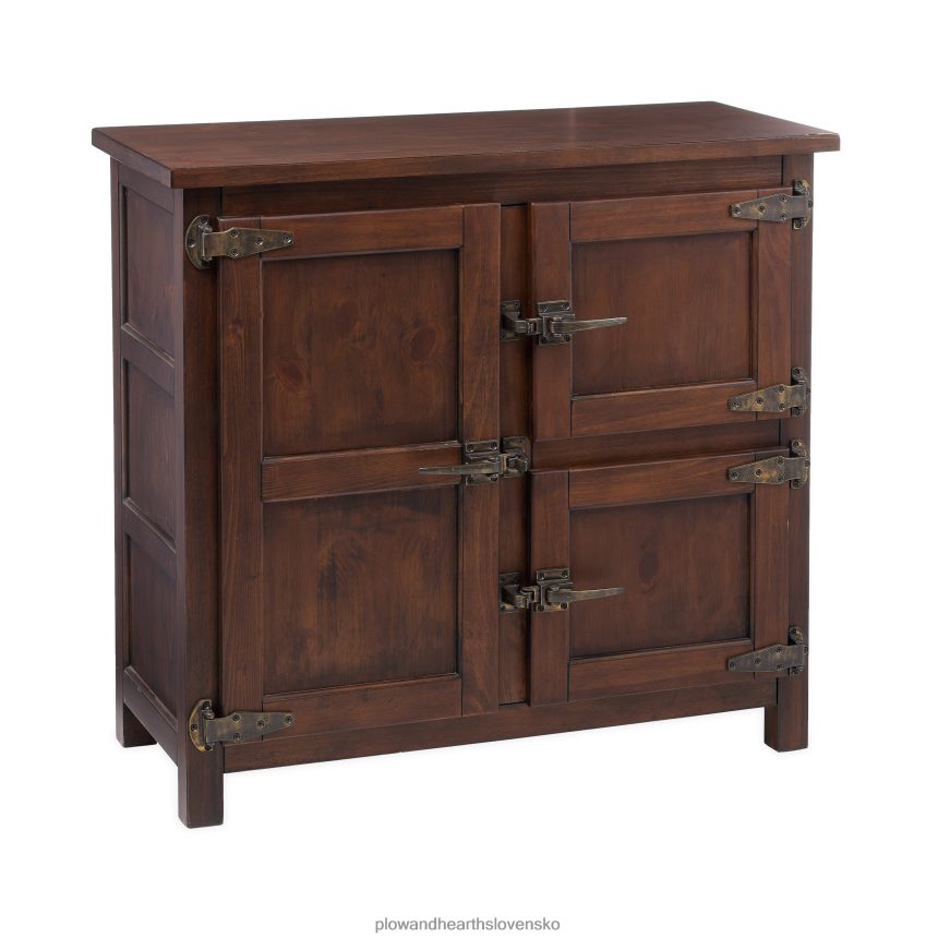 Plow & Hearth portlandský mraziaci box drevený konzolový stolík s replikou hardvéru - orech 6P208P1979 nábytok