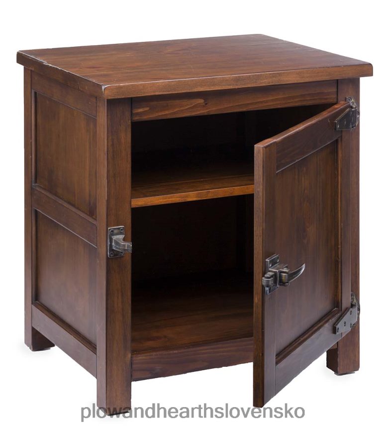 Plow & Hearth portlandský mraziaci box drevený odkladací stolík s replikou hardvéru - orech 6P208P1976 nábytok