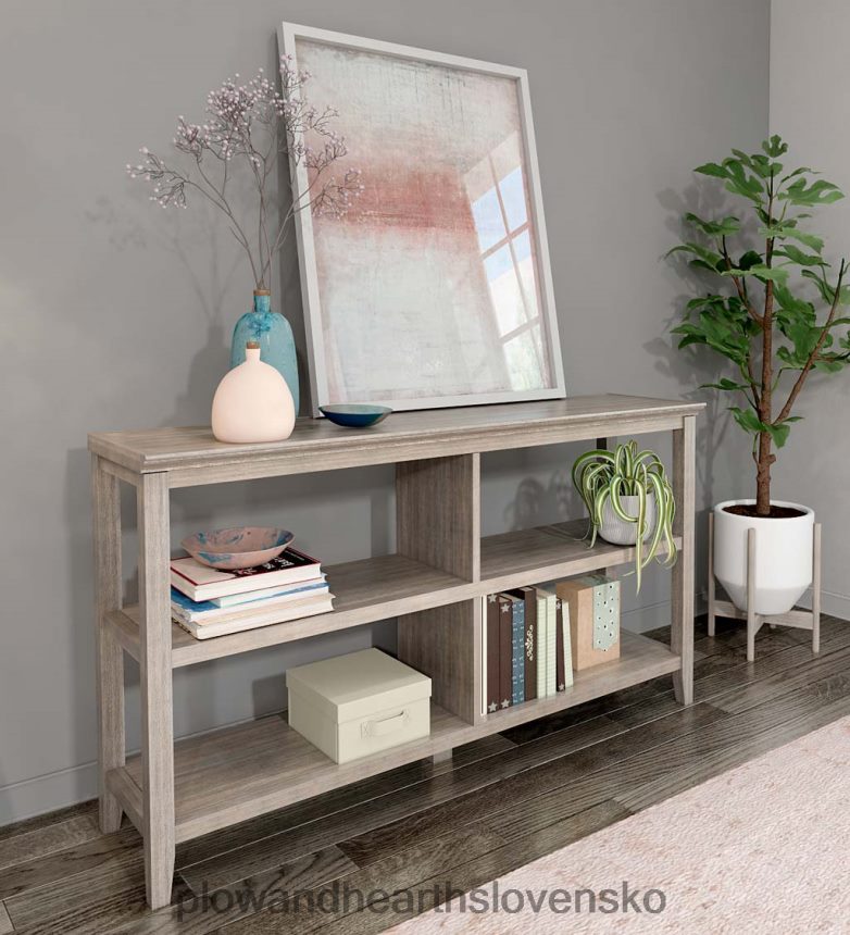 Plow & Hearth statok dvojpolicová konzolová knižnica - praná sivá 6P208P2089 nábytok