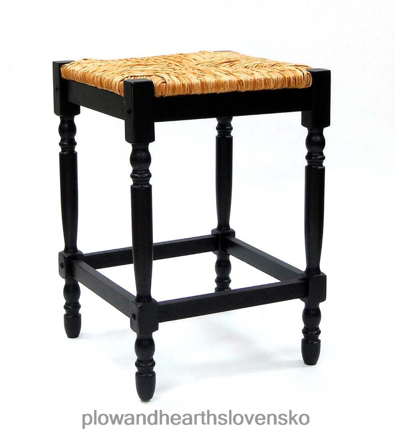Plow & Hearth 24" vysoká stolička s ručne tkaným sedákom - starožitná čierna 6P208P2041 nábytok