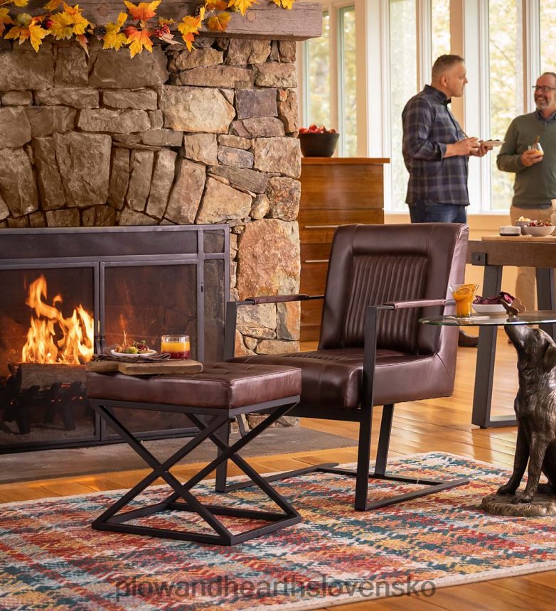 Plow & Hearth Akcentová stolička z kože a ocele wayne - tmavá sienna 6P208P2031 nábytok