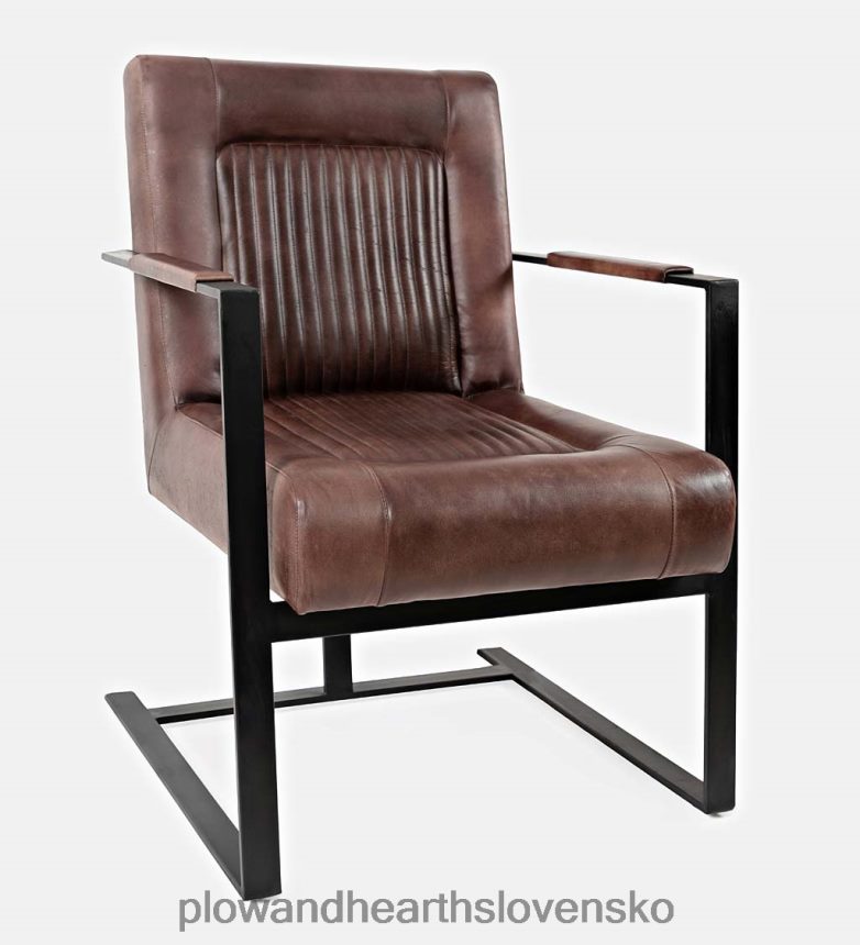 Plow & Hearth Akcentová stolička z kože a ocele wayne - tmavá sienna 6P208P2031 nábytok