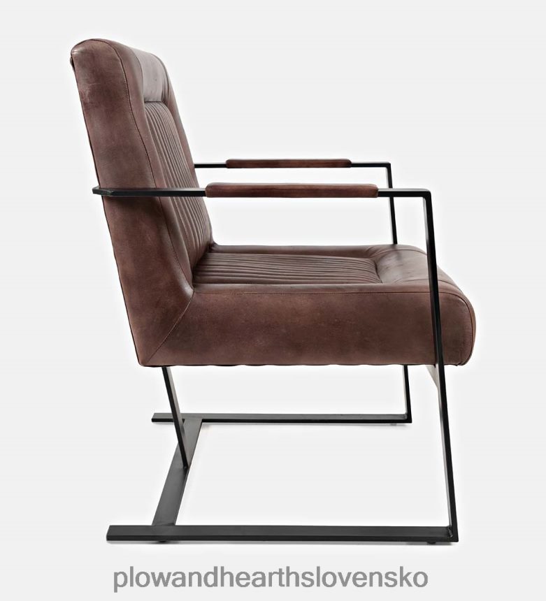 Plow & Hearth Akcentová stolička z kože a ocele wayne - tmavá sienna 6P208P2031 nábytok