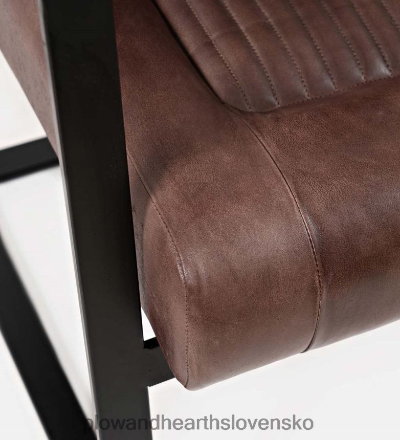 Plow & Hearth Akcentová stolička z kože a ocele wayne - tmavá sienna 6P208P2031 nábytok