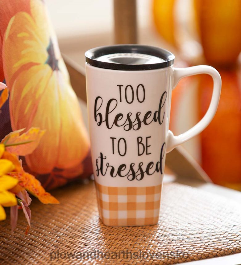 Plow & Hearth keramický flomo 360 cestovný hrnček - požehnaný 6P208P3082 sezónne a darčeky