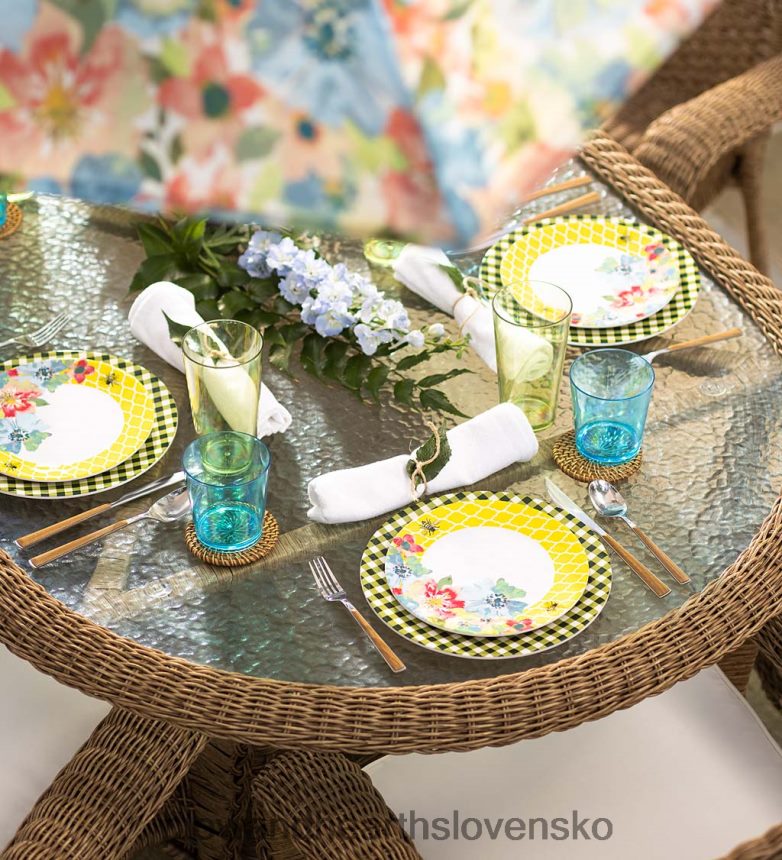 Plow & Hearth modré ginghamové melamínové taniere, sada 6 ks - jazero 6P208P3199 sezónne a darčeky