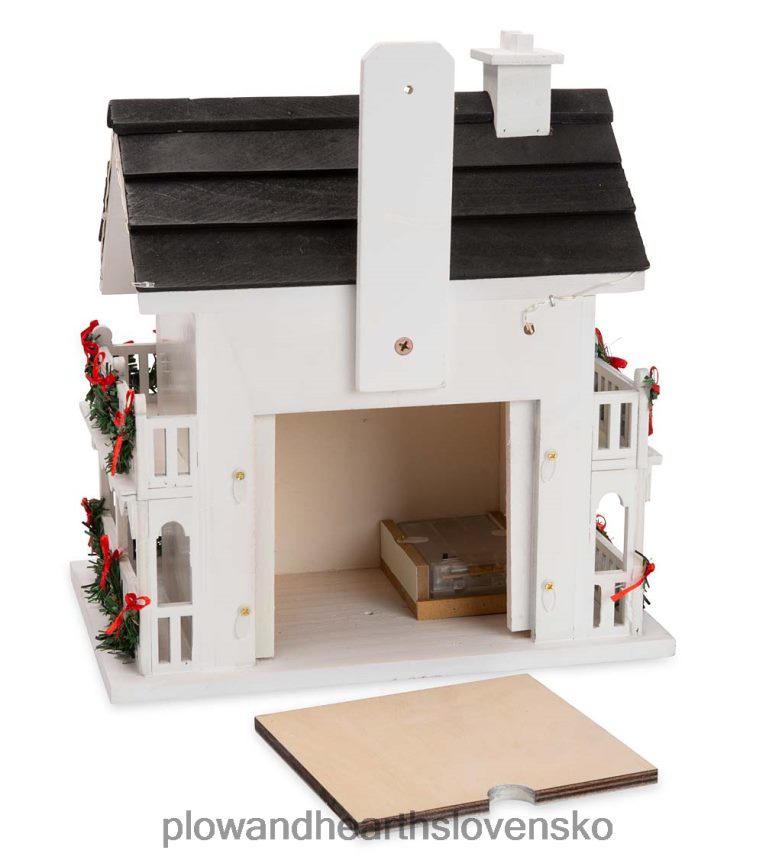 Plow & Hearth osvetlená prázdninová koloniálna chata vtáčia búdka 6P208P3083 sezónne a darčeky