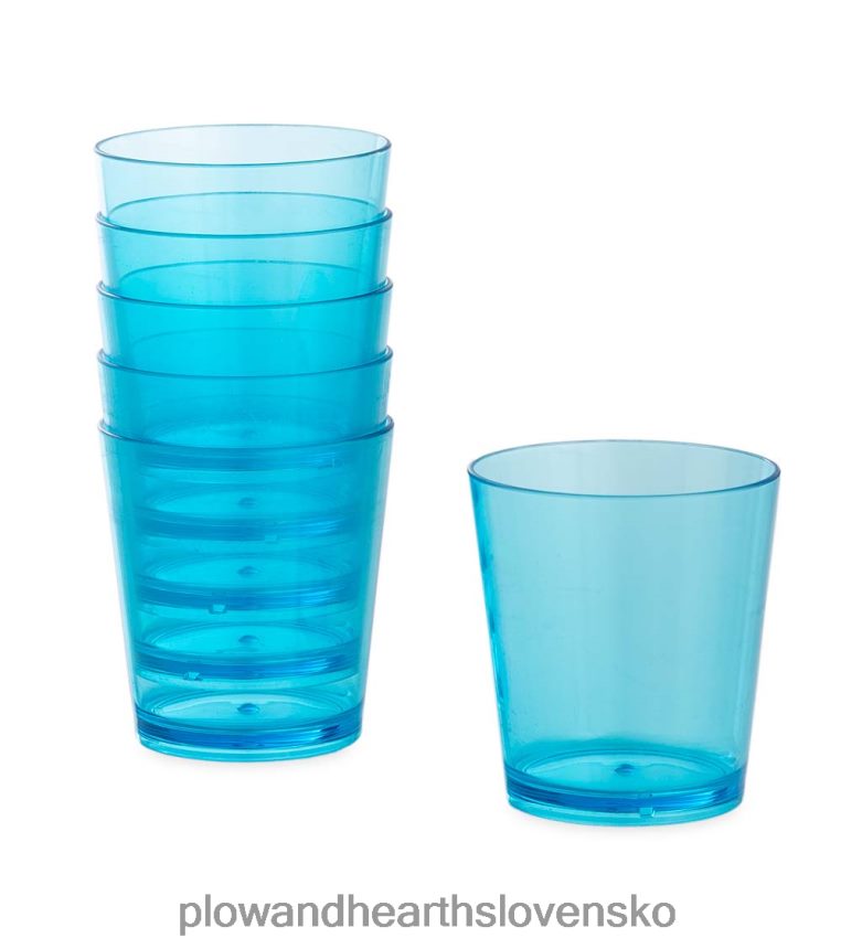 Plow & Hearth jazero modrý akryl vysoký 20 oz. poháre, sada 6 ks 6P208P3169 sezónne a darčeky