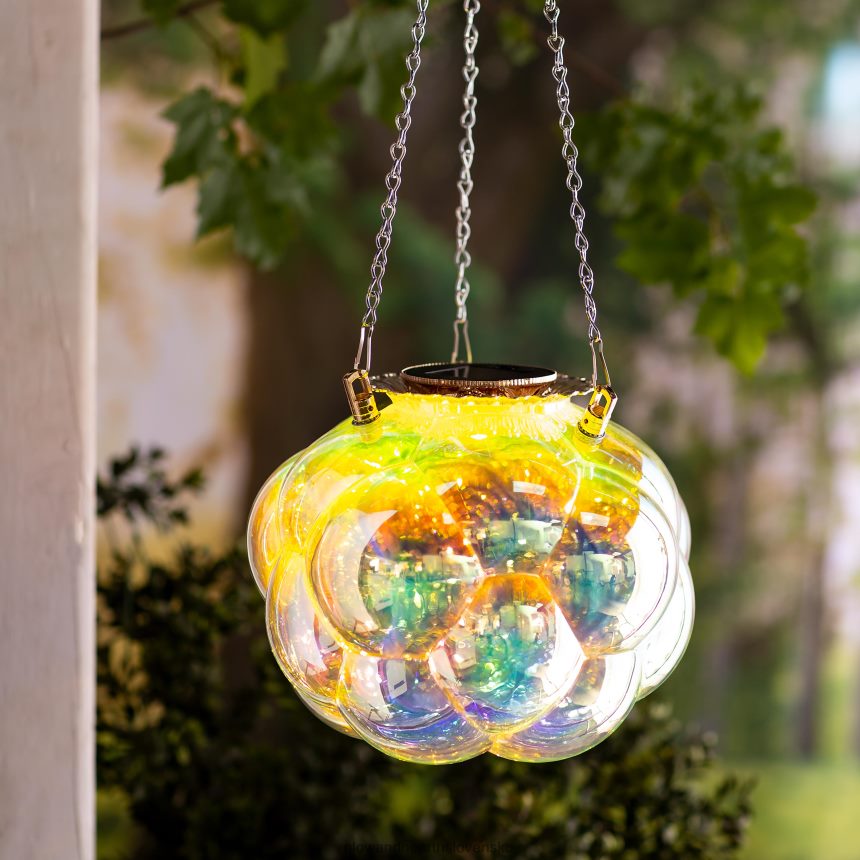 Plow & Hearth visiace bubliny solárne dúhové sklenené svetlo s 16