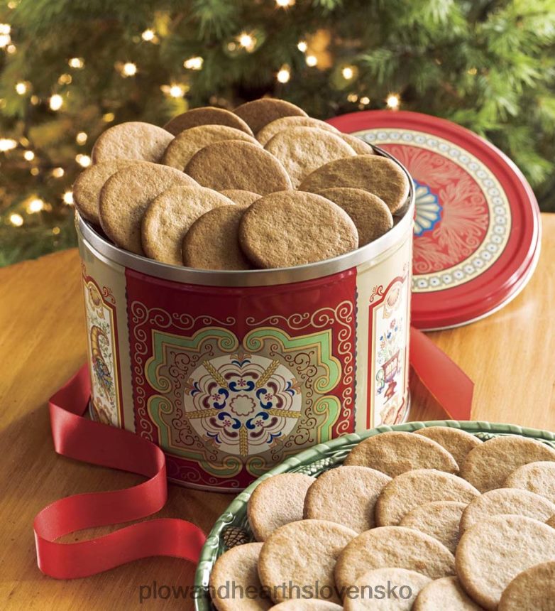 Plow & Hearth nyakers švédske gingernap sušienky v darčekovej plechovke 6P208P2976 sezónne a darčeky