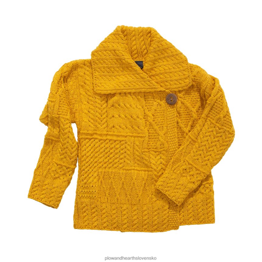 Plow & Hearth sveter z merino vlny corina cardigan s predným dielom na jeden gombík - horčica - l (12-14) 6P208P2981 sezónne a darčeky