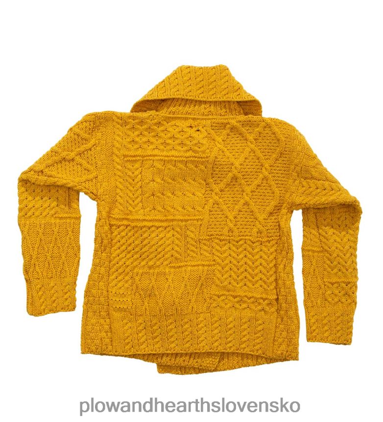 Plow & Hearth sveter z merino vlny corina cardigan s predným dielom na jeden gombík - horčica - l (12-14) 6P208P2981 sezónne a darčeky