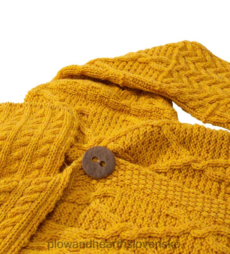 Plow & Hearth sveter z merino vlny corina cardigan s predným dielom na jeden gombík - horčica - l (12-14) 6P208P2981 sezónne a darčeky