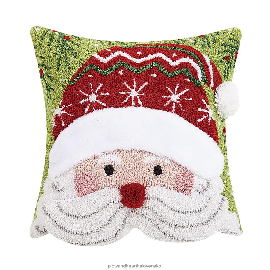 Plow & Hearth 3d santa tvár ručne zahnutý vlnený vankúš - santa 6P208P2265 sezónne a darčeky