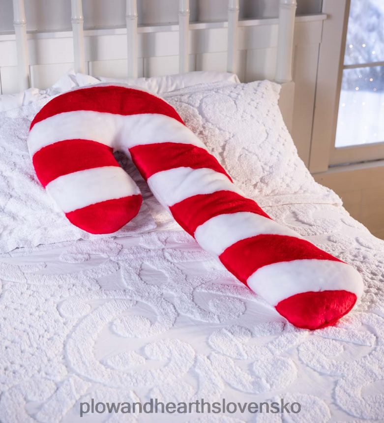 Plow & Hearth Plyšový sviatočný vankúš na telo z cukrovej trstiny 6P208P2212 sezónne a darčeky