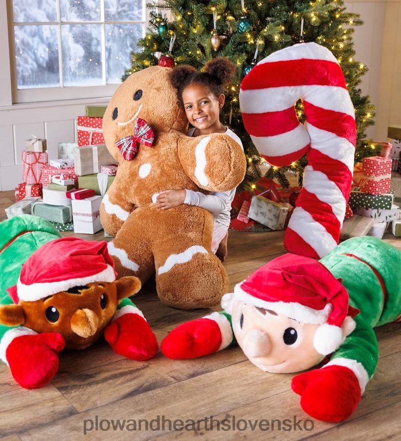 Plow & Hearth Plyšový sviatočný vankúš na telo z cukrovej trstiny 6P208P2212 sezónne a darčeky