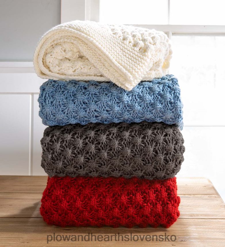 Plow & Hearth ľahký pletený príjemný akrylový prehoz - modrý 6P208P2169 sezónne a darčeky