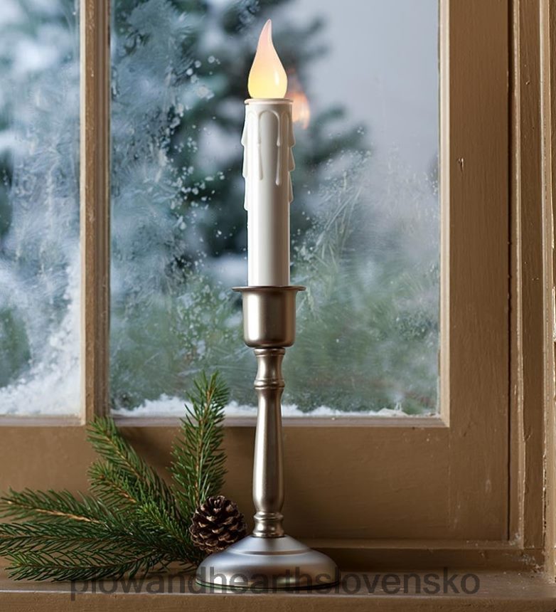 Plow & Hearth akumulátorová akumulátorová klasická sviečka s automatickým časovačom - mosadz 6P208P2179 sezónne a darčeky