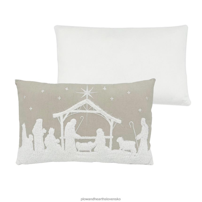 Plow & Hearth bedrový vankúš so siluetou narodenia 6P208P2192 sezónne a darčeky