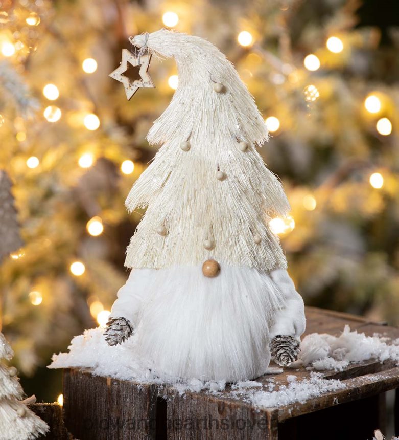 Plow & Hearth biely zimný vianočný trpaslík 6P208P2277 sezónne a darčeky