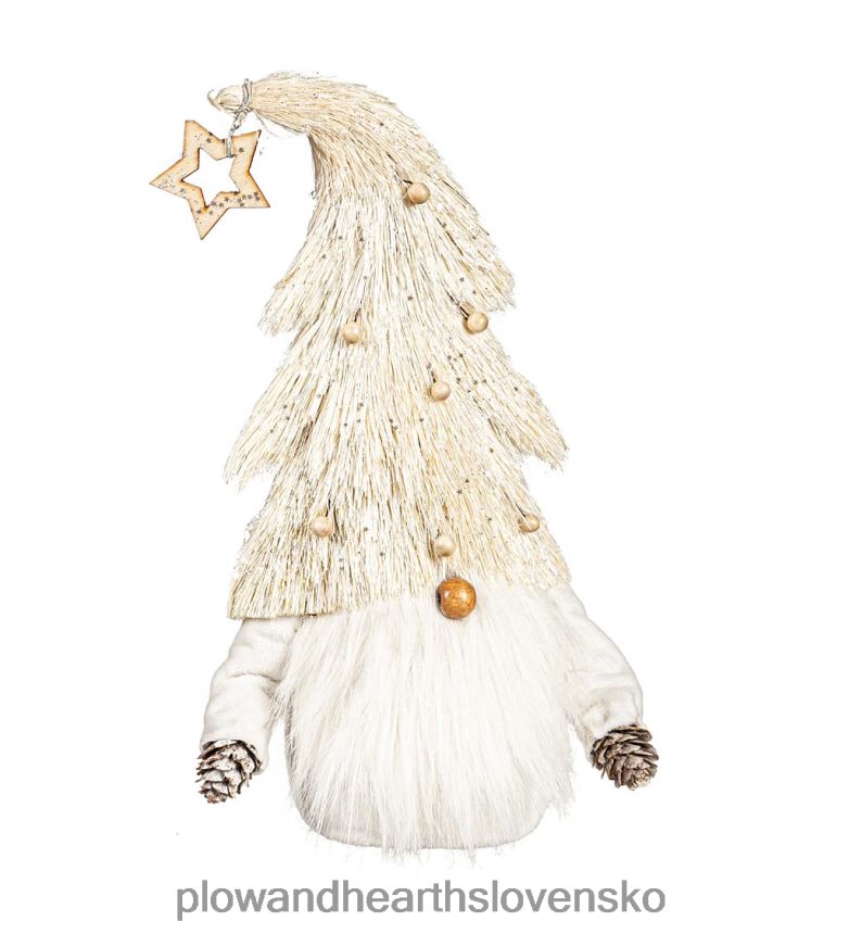 Plow & Hearth biely zimný vianočný trpaslík 6P208P2277 sezónne a darčeky