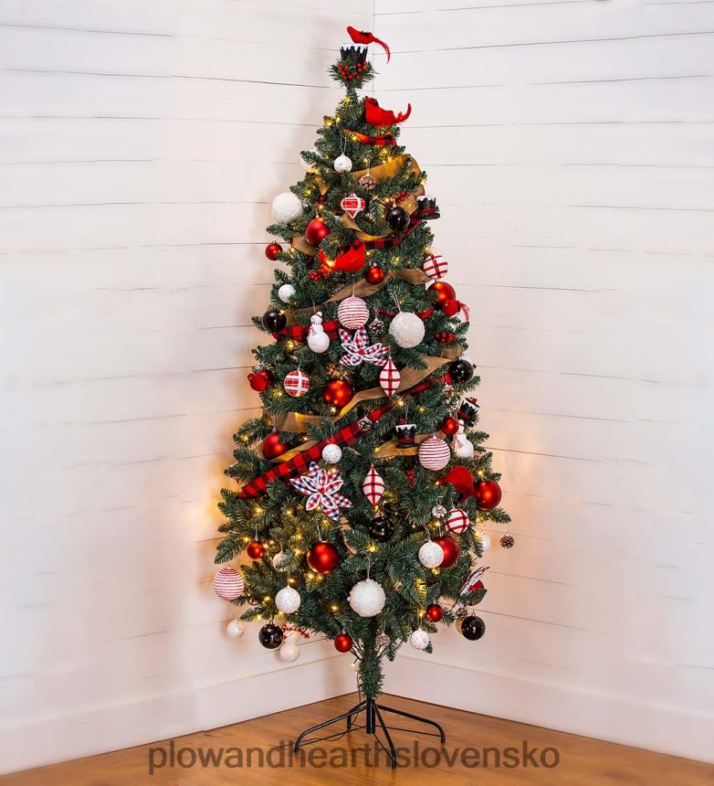 Plow & Hearth kompletná súprava vianočného stromčeka v krabici so svetielkami, dekoráciami a úložnou taškou 6P208P2296 sezónne a darčeky