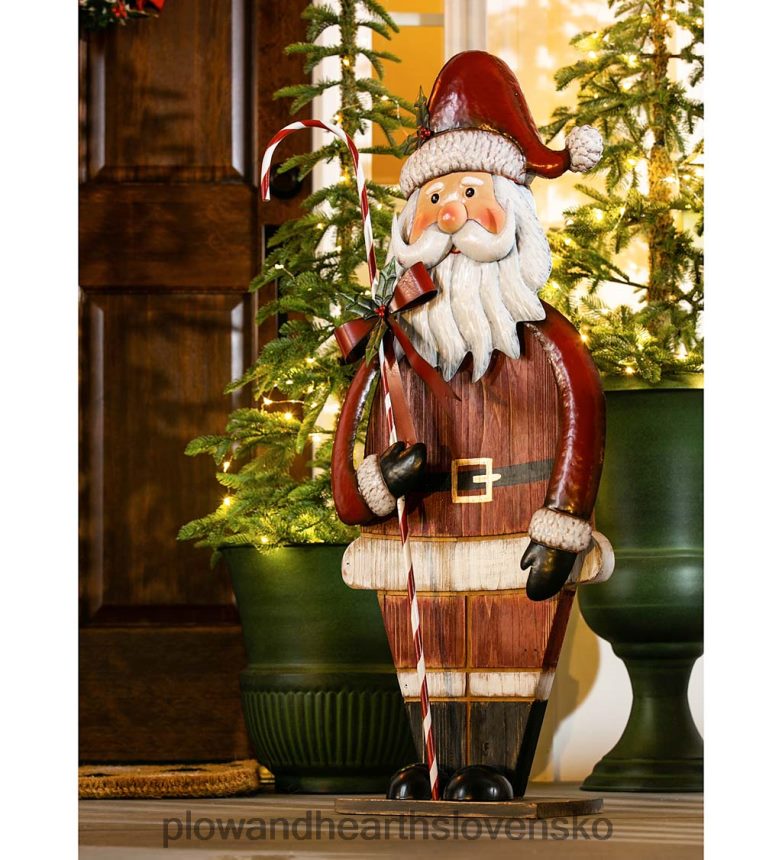 Plow & Hearth kovová a drevená socha Santu 6P208P2206 sezónne a darčeky