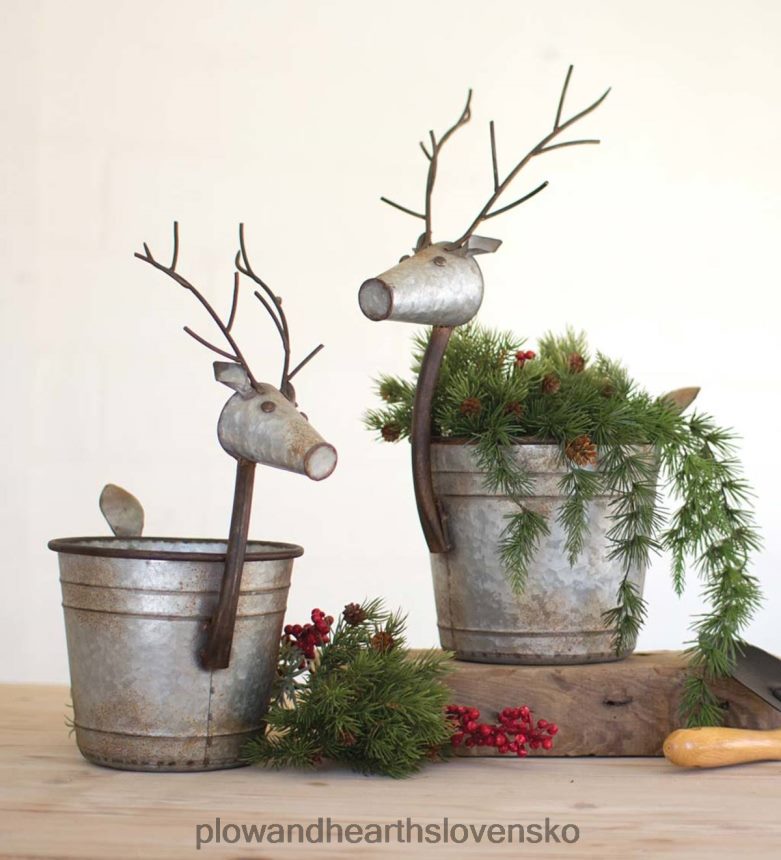 Plow & Hearth kovové kvetináče, sada 2 kusov 6P208P2209 sezónne a darčeky