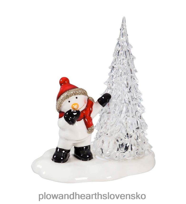 Plow & Hearth led keramický snehuliak a santa so stromami, sada 2 kusov 6P208P2188 sezónne a darčeky