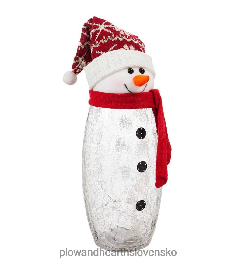 Plow & Hearth led praskajúci sklenení snehuliaci s pletenými čiapkami, sada 2 ks 6P208P2231 sezónne a darčeky