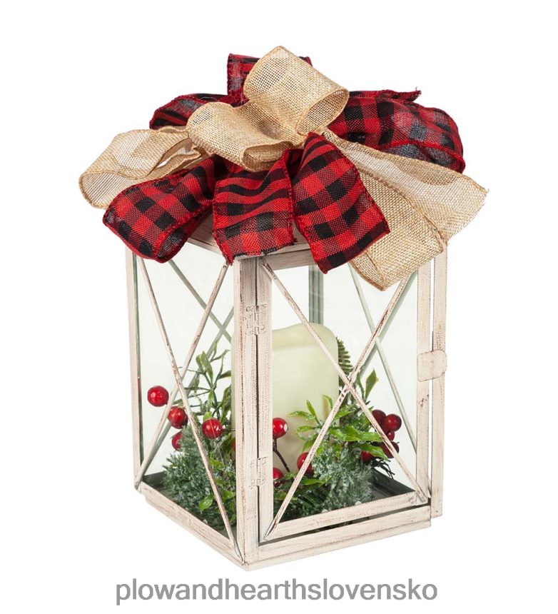 Plow & Hearth led vymeniteľný lampáš s dekorom na stôl s blikajúcou sviečkou 6P208P2241 sezónne a darčeky