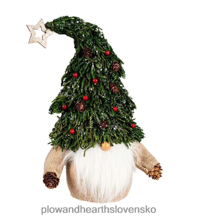 Plow & Hearth lesný trpaslík s dekoráciou na stôl s klobúkom na vianočný stromček 6P208P2195 sezónne a darčeky