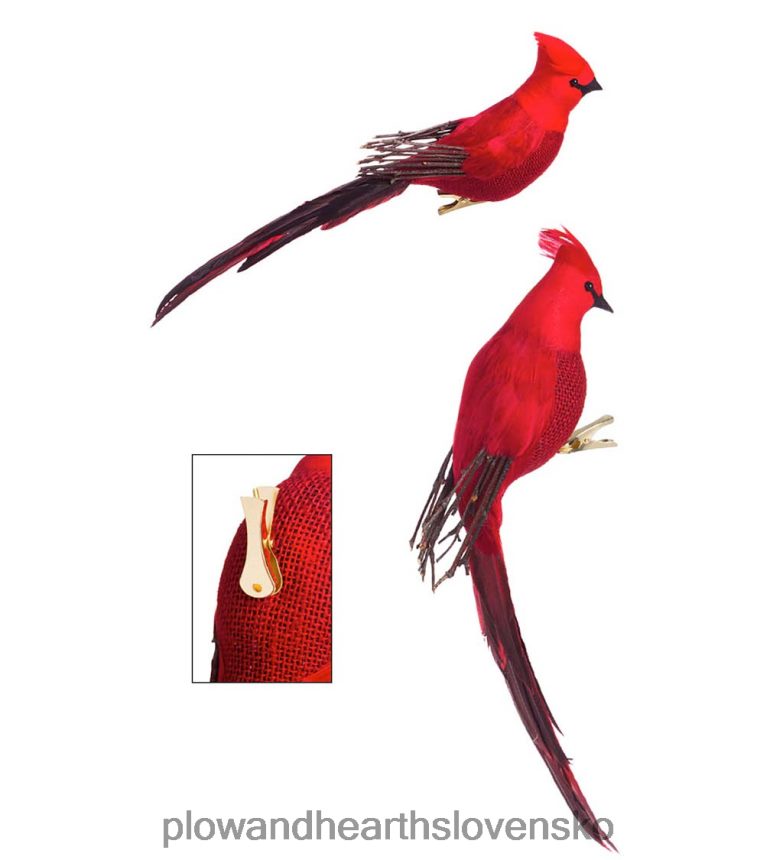 Plow & Hearth majestátna kardinálna ozdobná spona, sada 2 ks 6P208P2282 sezónne a darčeky