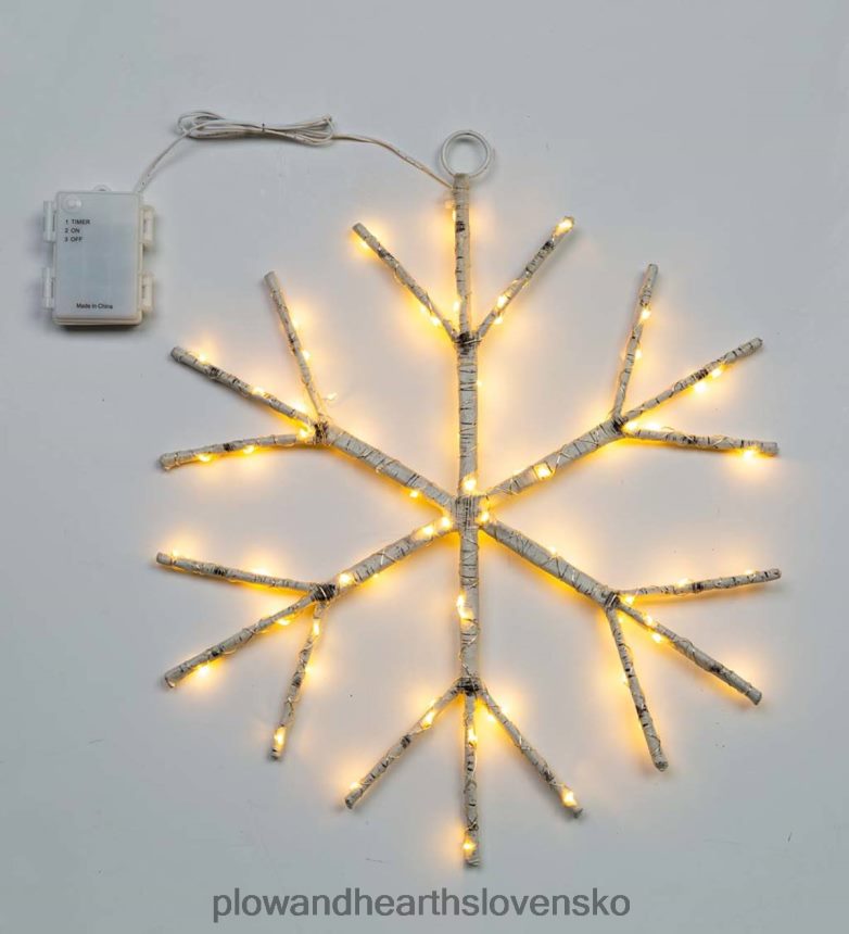 Plow & Hearth osvetlená brezová vetva snehová vločka visiaci akcent - hnedá 6P208P2180 sezónne a darčeky