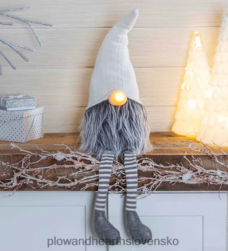 Plow & Hearth osvetlený dovolenkový trpaslík s visiacimi nohami 6P208P2292 sezónne a darčeky