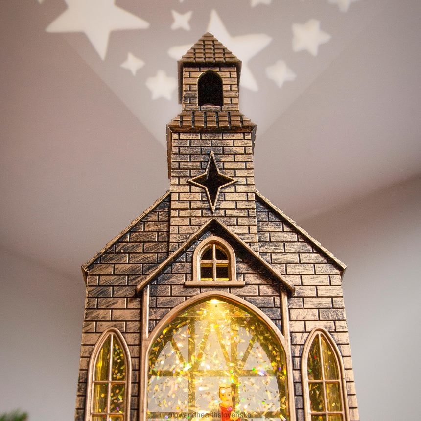 Plow & Hearth osvetlená kostolná lampa z vodnej gule s projektorom 6P208P2178 sezónne a darčeky