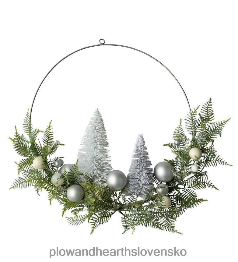 Plow & Hearth osvetlený sviatočný obručový veniec so stromami z fliaš 6P208P2173 sezónne a darčeky