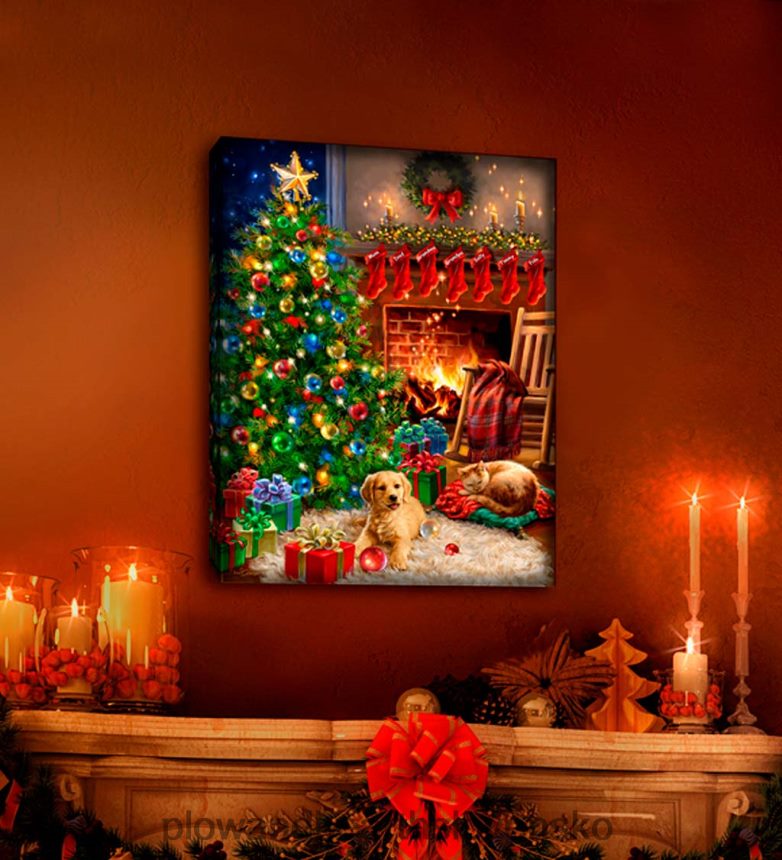 Plow & Hearth personalizované osvetlené útulné vianočné umelecké plátno na stenu 6P208P2257 sezónne a darčeky